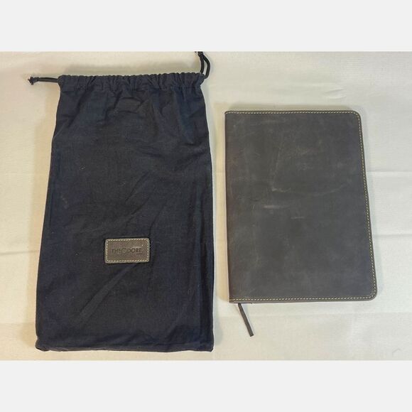 Theodore Black Leather Notebook Cover & Dust Cover EUC Distressed Professional - Picture 1 of 8
